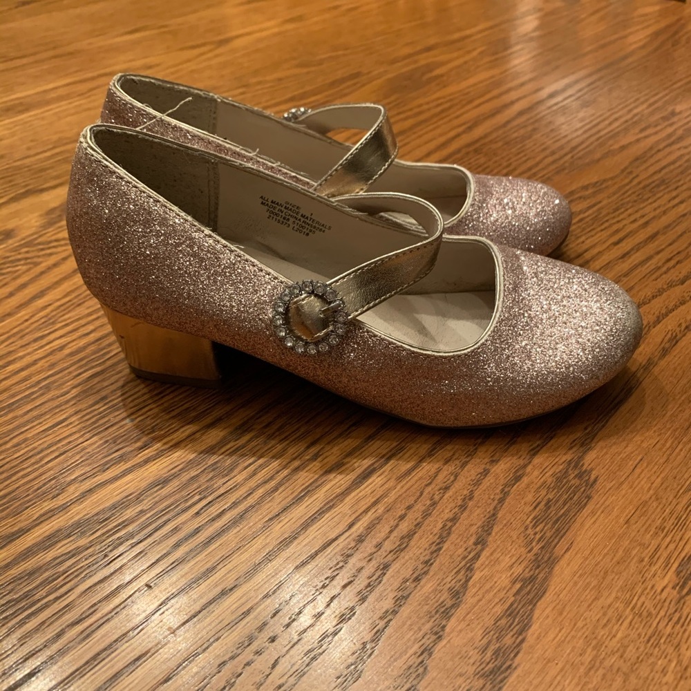 Little girls rose gold sparkle shoes